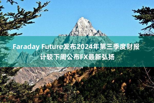 Faraday Future发布2024年第三季度财报 计较下周公布FX最新弘扬